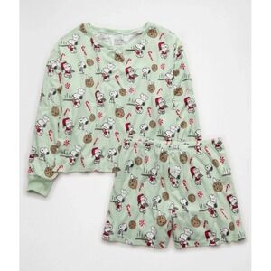 New American Eagle AE x Peanuts Snoopy Luxe Plush Holiday Pajama Set Sz L